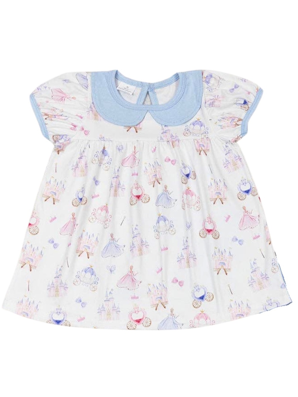 Camille Castle Baby Dress with Blue Peter Collar and Pastel Princess Print